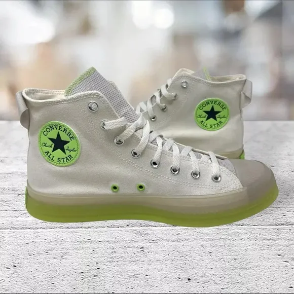 Converse Ctas‎ CK HI Egret Pale High Top Off White Green Mens Size 11 A00416C