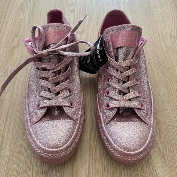 Converse glitter pink low top tennis shoes NWT