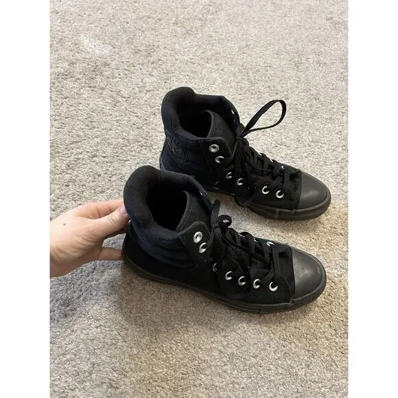 Converse High Street Canvas High Top sneaker Youth Size 6 Women 8 BLACK BLACK