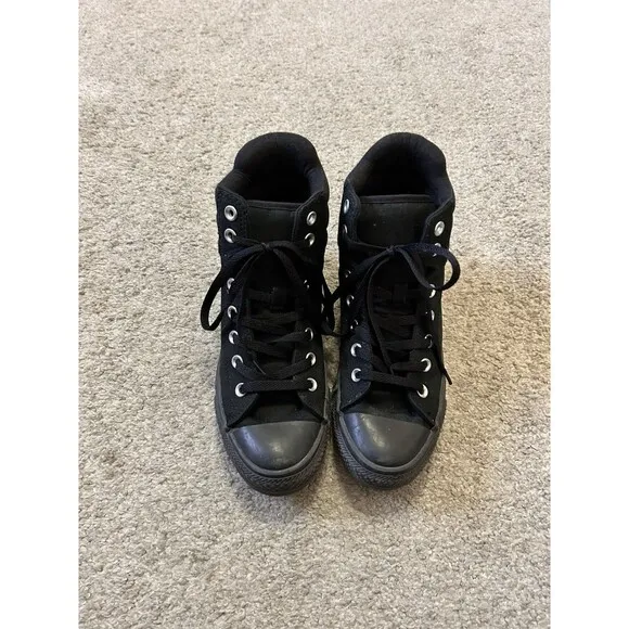 Converse High Street Canvas High Top sneaker Youth Size 6 Women 8 BLACK BLACK
