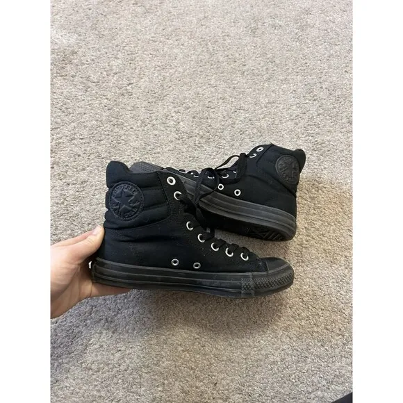Converse High Street Canvas High Top sneaker Youth Size 6 Women 8 BLACK BLACK