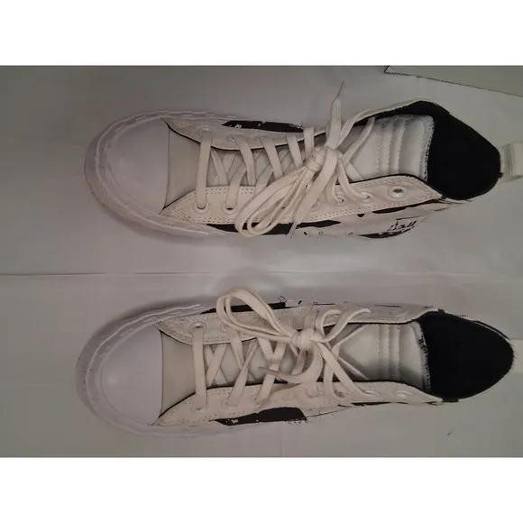 Converse High Top Platform Sneakers Graphic Print White Fashion Size M 8  W 10