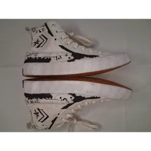 Converse High Top Platform Sneakers Graphic Print White Fashion Size M 8  W 10