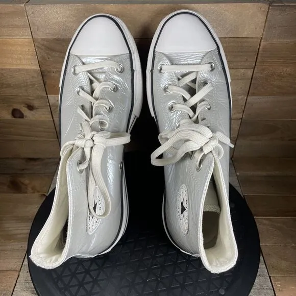 Converse Lift Hi Womens 9.5 Metallic Silver Sneakers Platform Casual Shoes