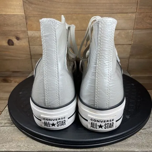 Converse Lift Hi Womens 9.5 Metallic Silver Sneakers Platform Casual Shoes