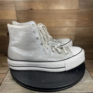 Converse Lift Hi Womens 9.5 Metallic Silver Sneakers Platform Casual Shoes