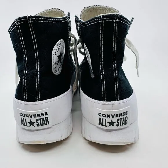 Converse Lugged 2.0 Hi-Tops Black/White All-Stars Chucks, M7 W9 Lace-Up Sneakers
