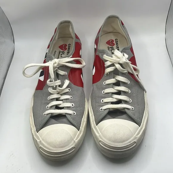 Converse Play Comme Des Garcons Sneakers Shoes Gray Red Hearts Mens Size 12