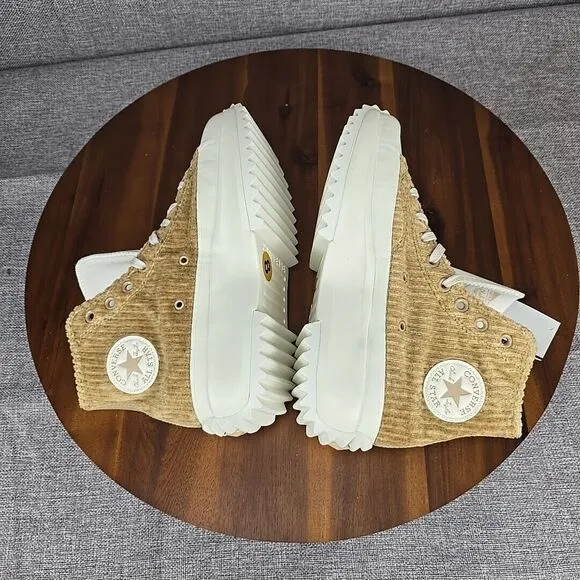 Converse Run Star Hike Hi Sneakers Womens 9.5 Sand Corduroy Platform Shoes