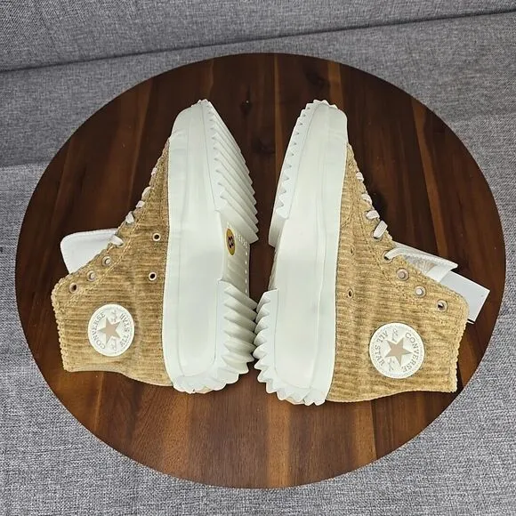 Converse Run Star Hike Hi Sneakers Womens 9.5 Sand Corduroy Platform Shoes