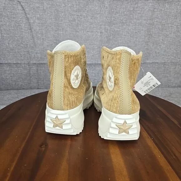 Converse Run Star Hike Hi Sneakers Womens 9.5 Sand Corduroy Platform Shoes
