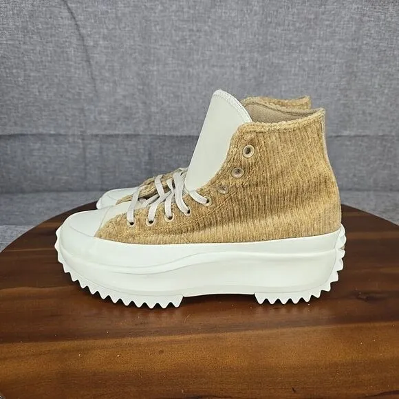 Converse Run Star Hike Hi Sneakers Womens 9.5 Sand Corduroy Platform Shoes