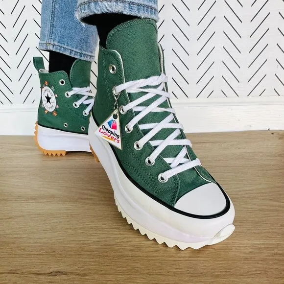 ⭐Converse Run Star Hike Hi Sz 6.5 Women Shoes Embroidered Flowers Green A11562C