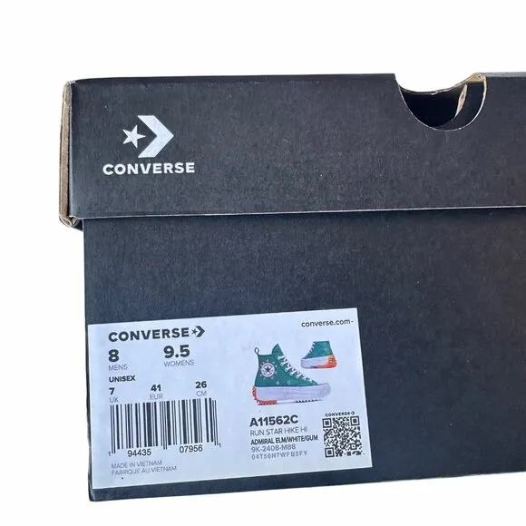 ⭐Converse Run Star Hike Hi Sz 9.5 Women Shoes Embroidered Flowers Green A11562C