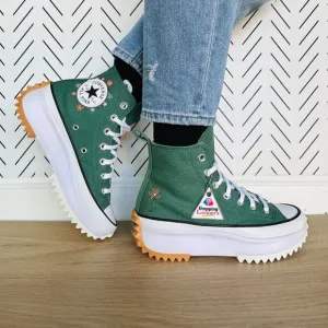 ⭐Converse Sz 7.5 Women Shoes Run Star Hike Platform Little Flowers Green A11562C