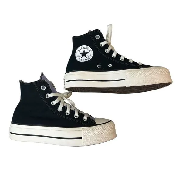 CONVERSE you Black &amp; Lavender Lifted Platform High Top Chuck Taylor Size 6.5