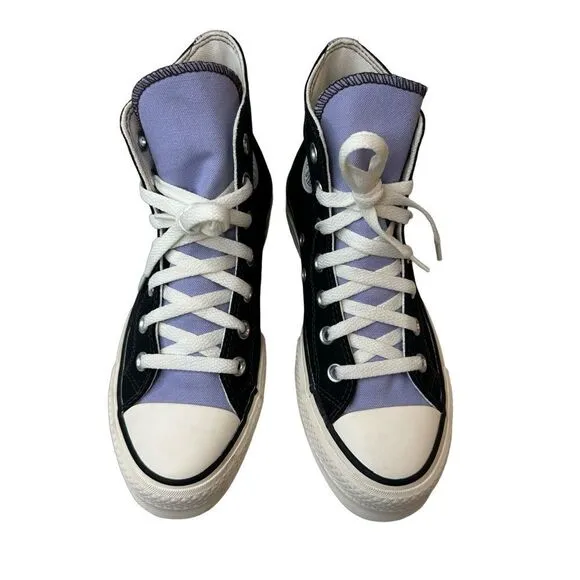 CONVERSE you Black &amp; Lavender Lifted Platform High Top Chuck Taylor Size 6.5
