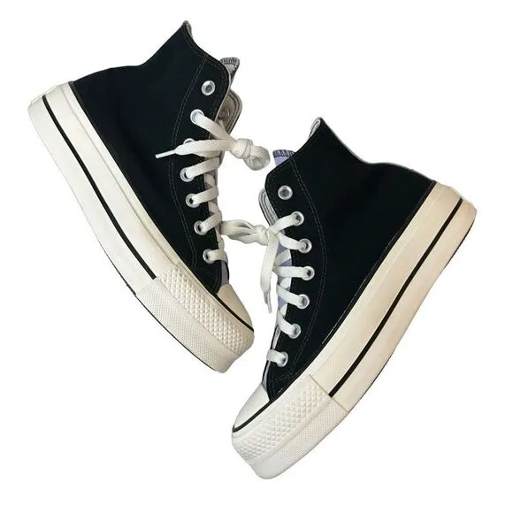CONVERSE you Black &amp; Lavender Lifted Platform High Top Chuck Taylor Size 6.5
