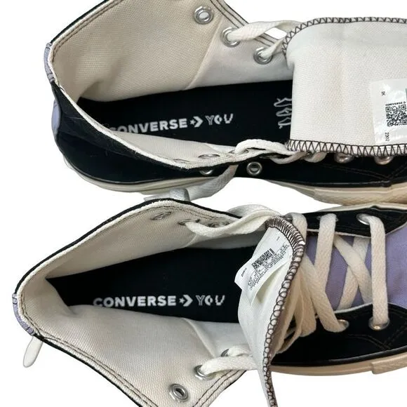 CONVERSE you Black &amp; Lavender Lifted Platform High Top Chuck Taylor Size 6.5