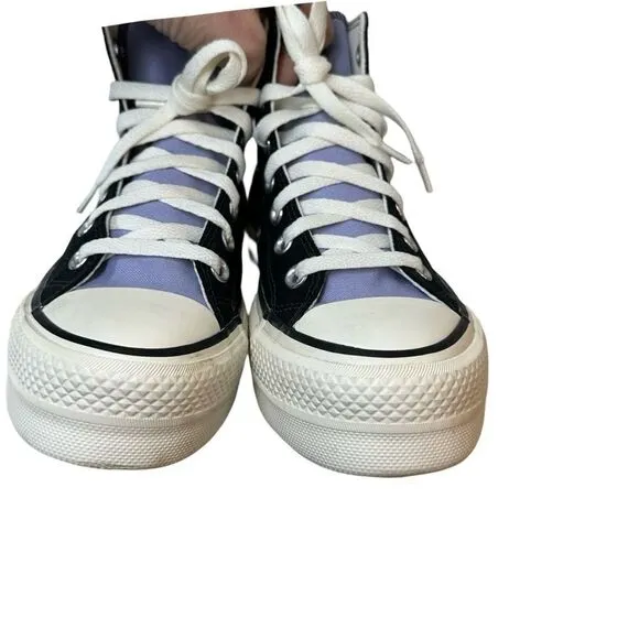CONVERSE you Black &amp; Lavender Lifted Platform High Top Chuck Taylor Size 6.5