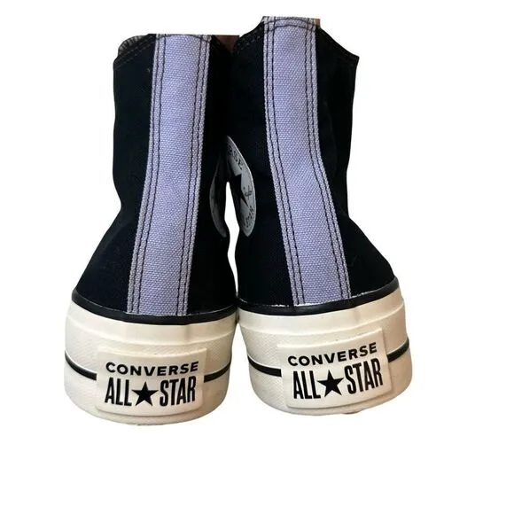 CONVERSE you Black &amp; Lavender Lifted Platform High Top Chuck Taylor Size 6.5