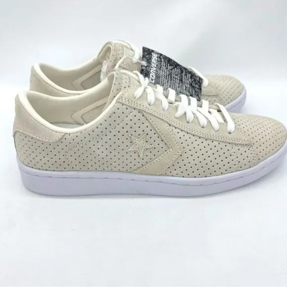 Converse Women’s Pro Leather Suede Egret/White Shoes Sneakers New