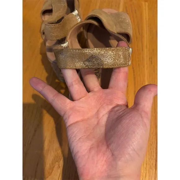 Cordani Italy Women's Gold Sparkle Wedge Sandals Size 37