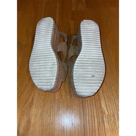 Cordani Italy Women's Gold Sparkle Wedge Sandals Size 37