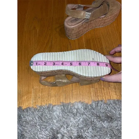Cordani Italy Women's Gold Sparkle Wedge Sandals Size 37