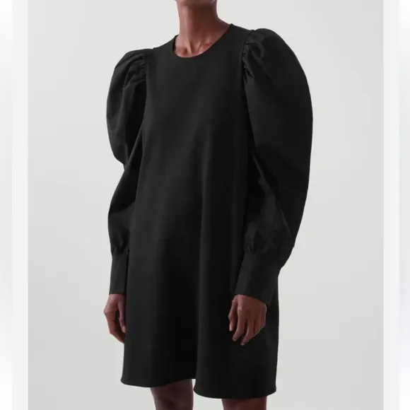 COS Black Puff Sleeve knit dress, size medium NWOT