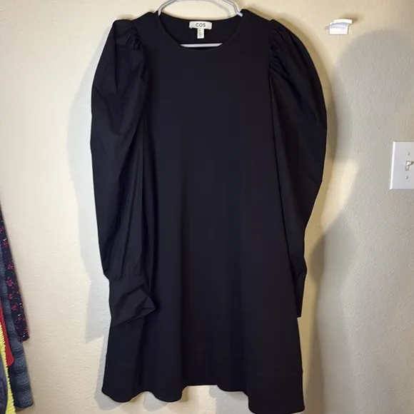 COS Black Puff Sleeve knit dress, size medium NWOT