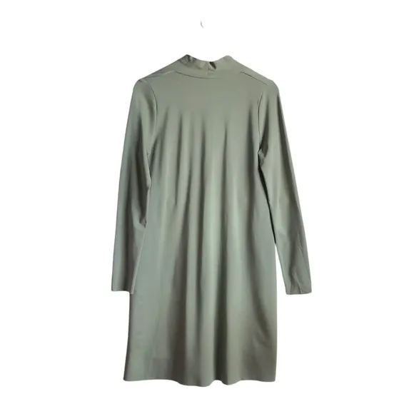 COS Olive Green V-Neck Midi Dress | Minimalist Elegant Design | Modern Shift