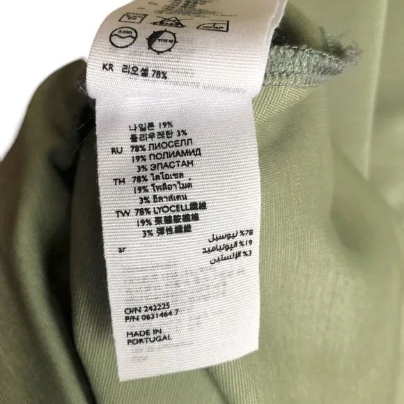 COS Olive Green V-Neck Midi Dress | Minimalist Elegant Design | Modern Shift