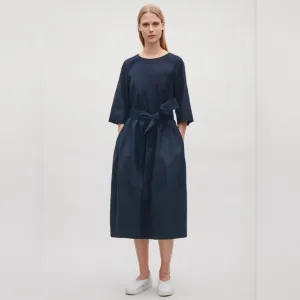 COS Sculpted Cotton Belted Pocket Midi Modern Dress
