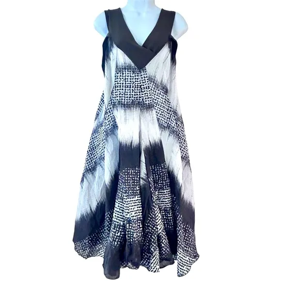 CREA CONCEPT Abstract A-line Flowy Knee Length Cotton Dress Size 40 us M 8/10