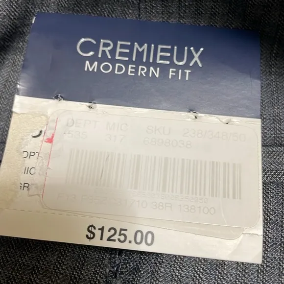 Cremieux Men's NWT 38R Dark Gray Dress Pants Modern Fit Passport Pocket