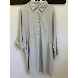 Cristina Vergani 100% Linen Gray Tunic Dress SZ L NWOT
