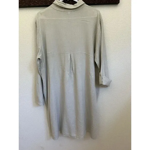 Cristina Vergani 100% Linen Gray Tunic Dress SZ L NWOT