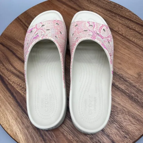 Crocs Classic Platform Snake Print Slide Shoes 208242 Sandals