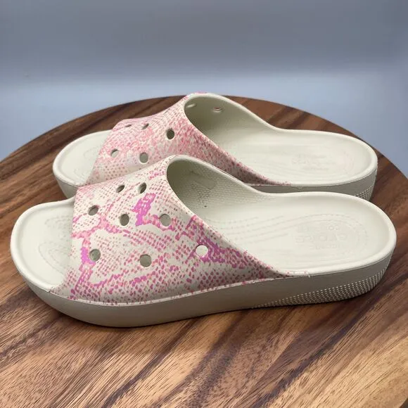 Crocs Classic Platform Snake Print Slide Shoes 208242 Sandals
