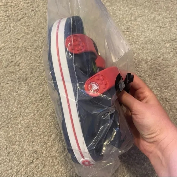 Crocs Crocband Sandals Sz 1 2 Youth Kids Blue Red Open Toe Shoes
