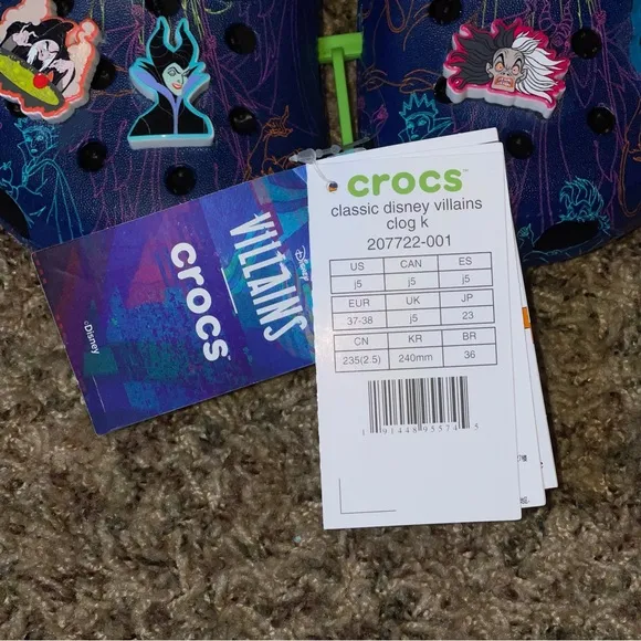 Crocs Disney Kids' Shoes Classic Villain Clogs Water Shoes Slip On Shoes Size J5