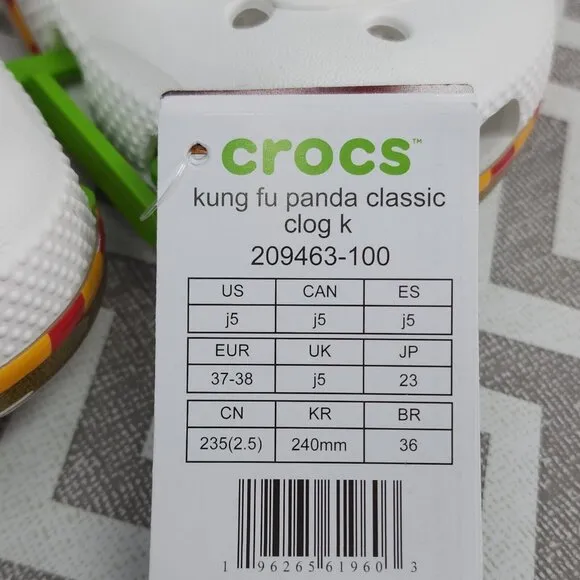 Crocs Kids Shoes Kung Fu Panda Classic Clogs Junior Size 5 Kids' Dress Up Shoes