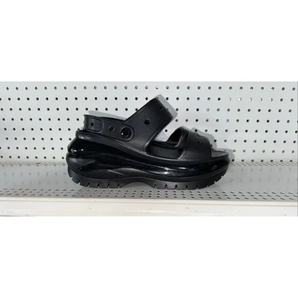 Crocs Mega Crush Womens Platform Wedge Slingback Sandals Size 10 Black