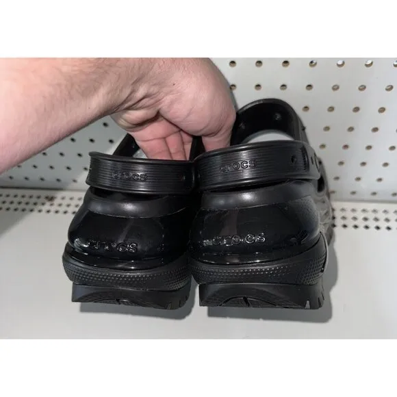 Crocs Mega Crush Womens Platform Wedge Slingback Sandals Size 10 Black