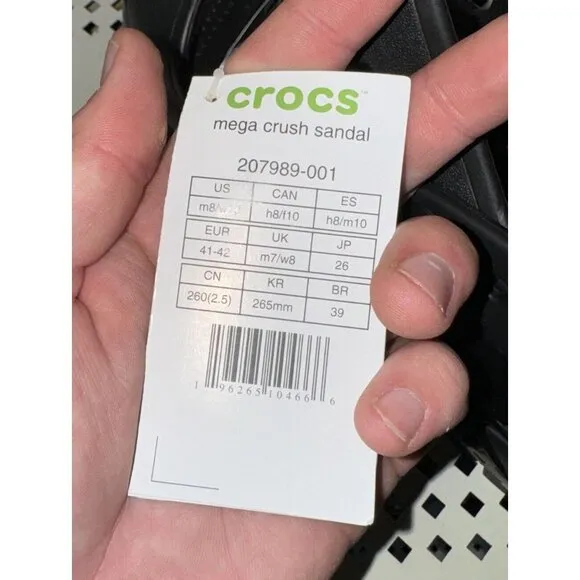Crocs Mega Crush Womens Platform Wedge Slingback Sandals Size 10 Black