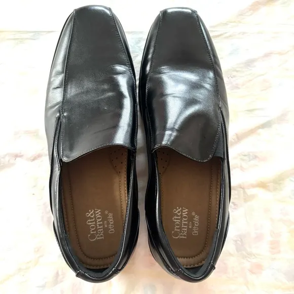 Croft &amp; Barrow Ortholite Black Loafer Dress Shoes Slip On SZ 12 W NWOT