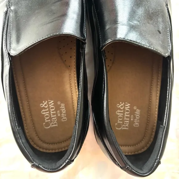 Croft &amp; Barrow Ortholite Black Loafer Dress Shoes Slip On SZ 12 W NWOT