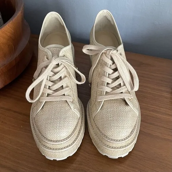 CULT GAIA Dahlia Platform Heels Sneaker Loafer Shoes Woven Raffia