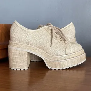 CULT GAIA Dahlia Platform Heels Sneaker Loafer Shoes Woven Raffia